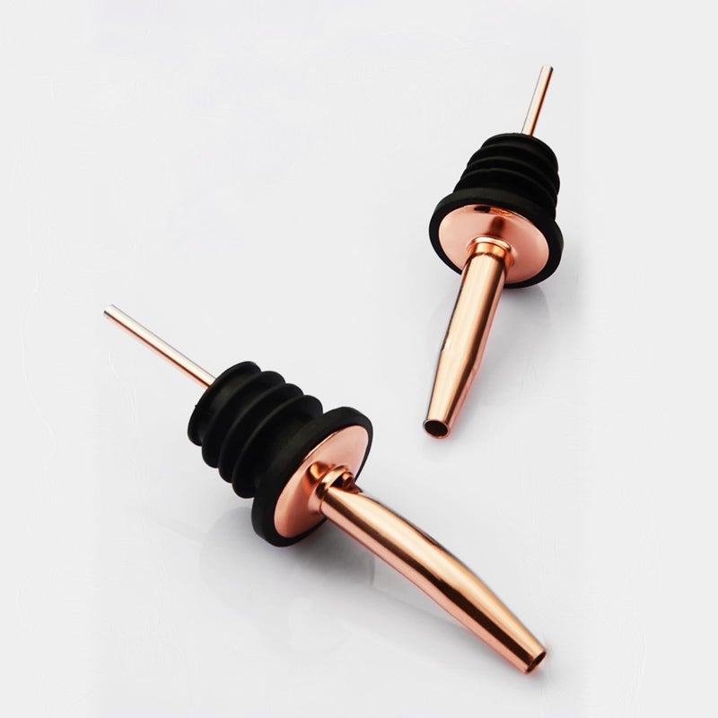 LEGERM Stainless Steel Copper Liquor Pour Spouts Set - Tapered Speed Pours Nozzles with Rubber Dust Caps | Pourers For Alcohol, Olive Oil & Liquor Bottles | Bartender Accessories for Bar & Home Use - Image 4